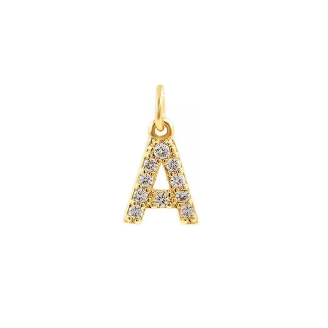 English Pavé Letter Charm