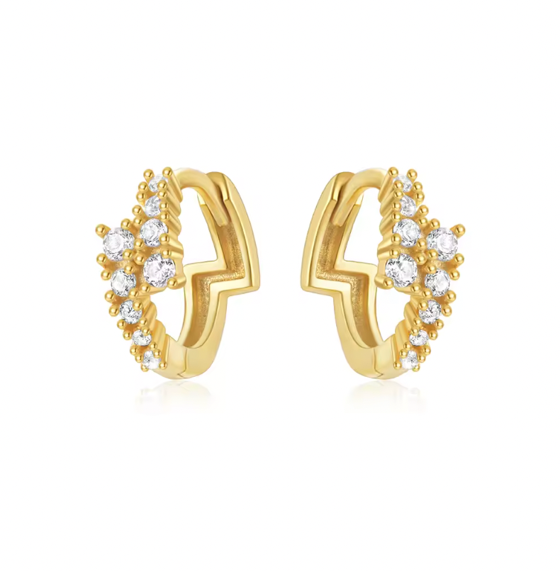 Pavé Lightning Bolt Huggie Hoops