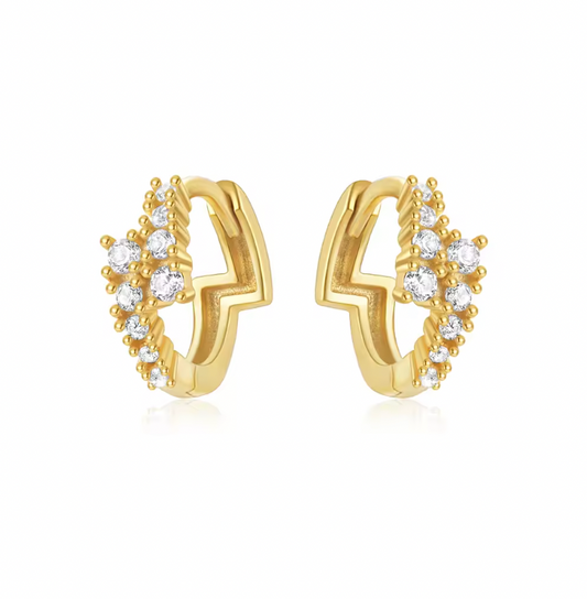 Pavé Lightning Bolt Huggie Hoops