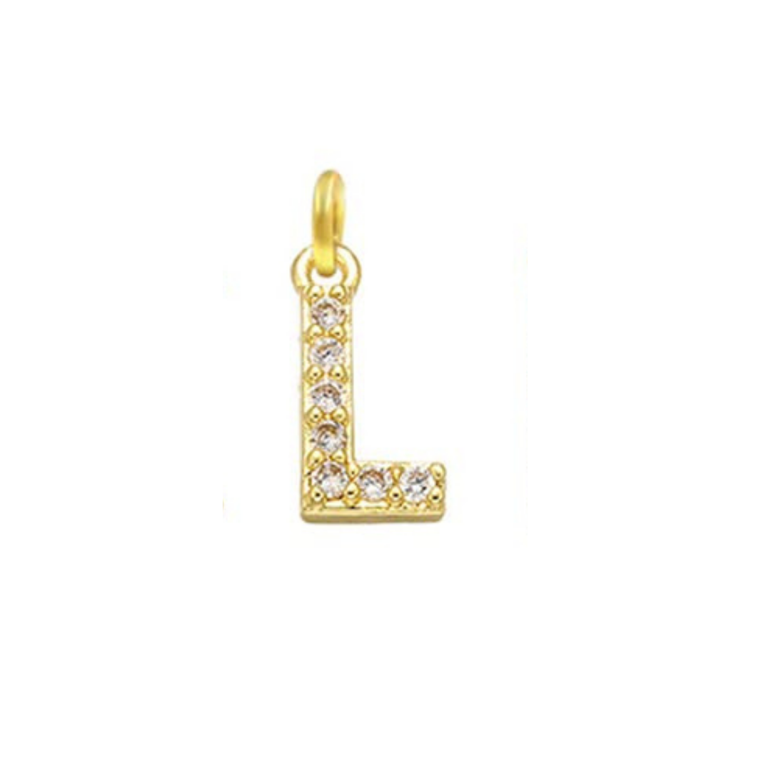 English Pavé Letter Charm
