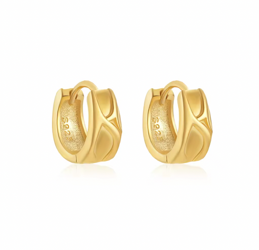 Thick Bold Patterns Huggie Hoops