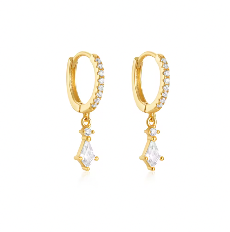 Dangling Circle Rhombus Pavé Hoops