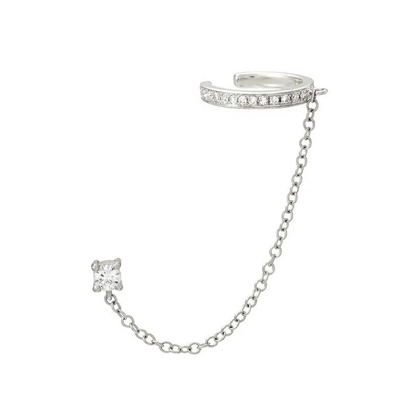 Circle Stud & Earcuff on Chain