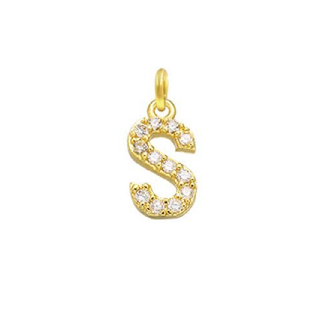 English Pavé Letter Charm
