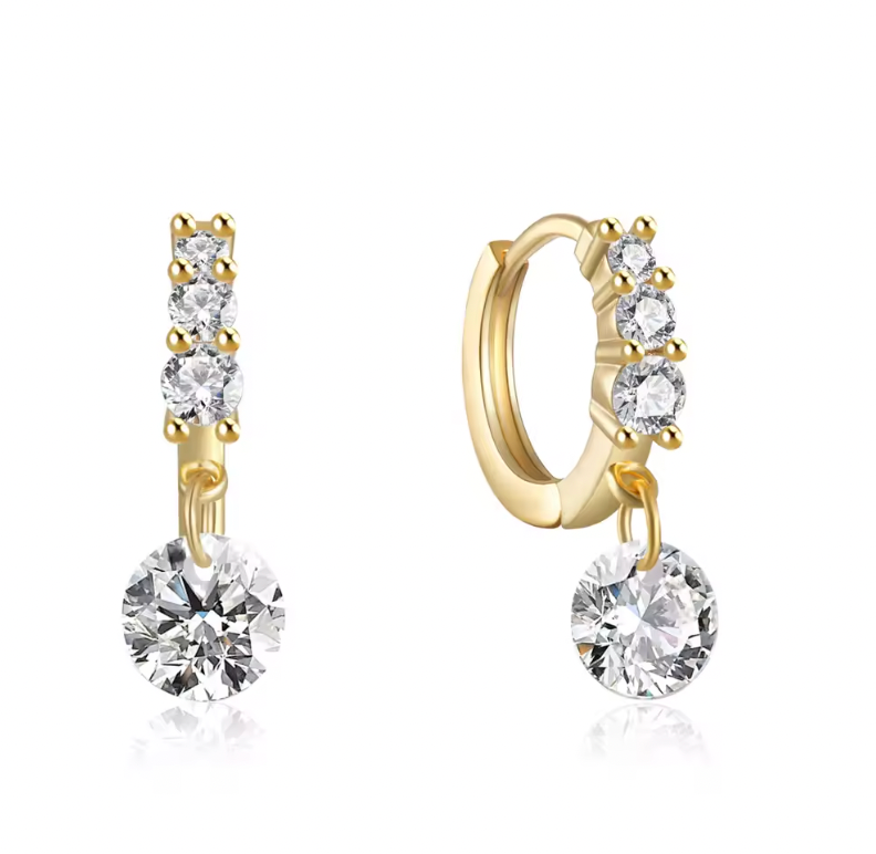 Dangling Crystal Pavé Huggie Hoops