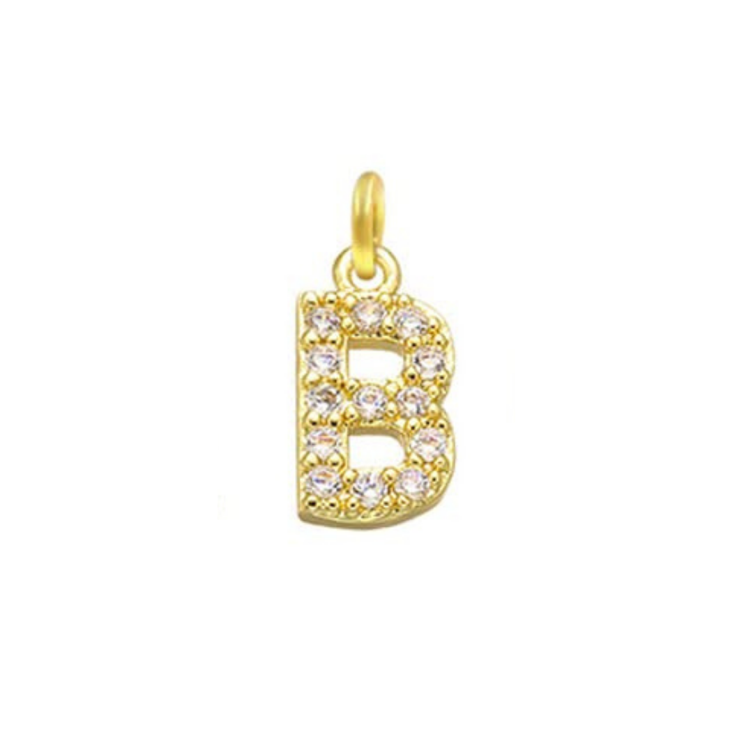 English Pavé Letter Charm