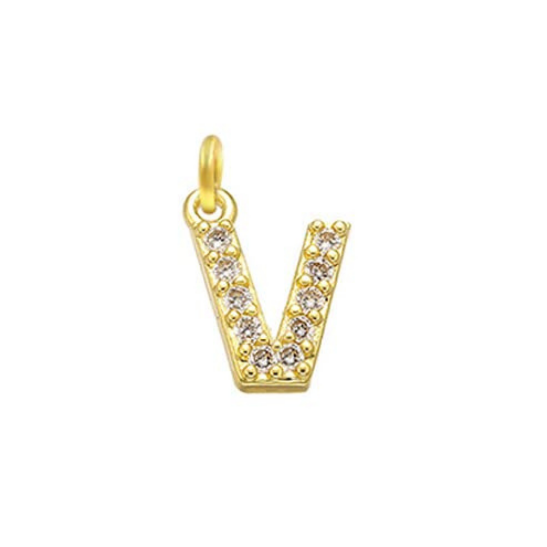English Pavé Letter Charm