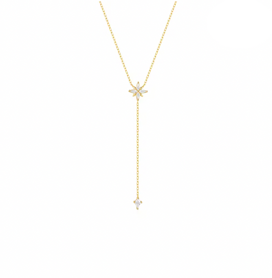 Crystal North Star Rhombus Lariat Necklace