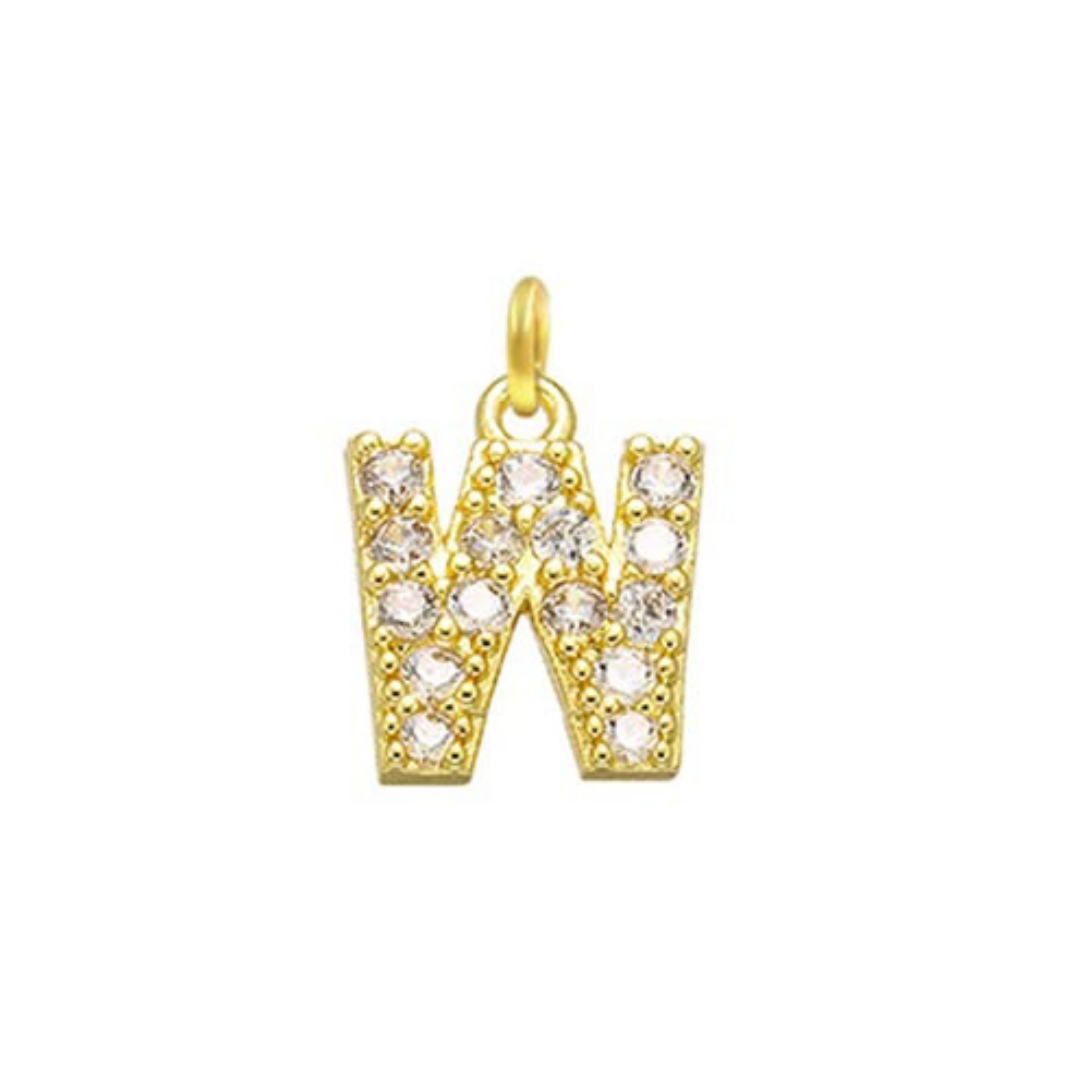 English Pavé Letter Charm