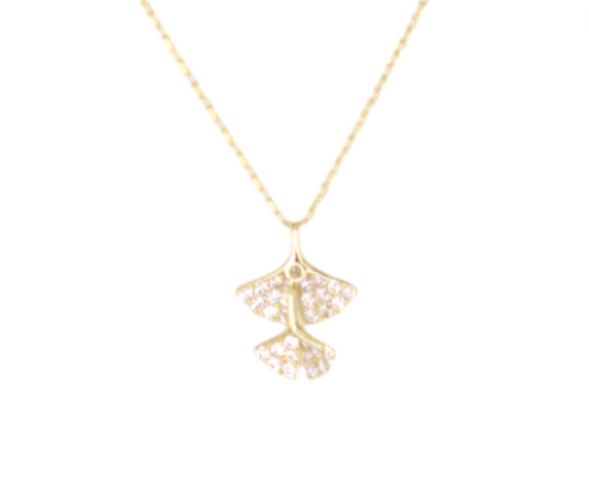 Pavé Shell Leaf Necklace