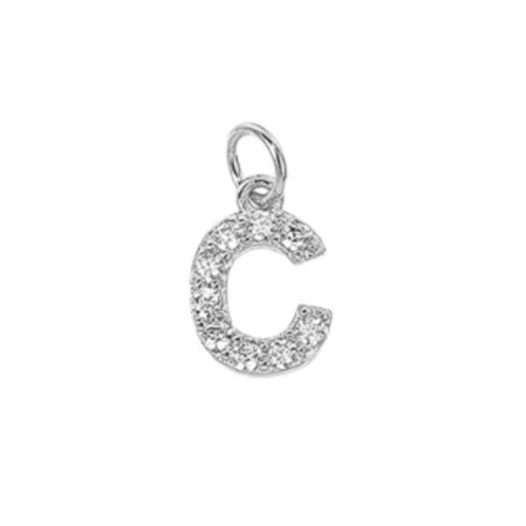 English Pavé Letter Charm