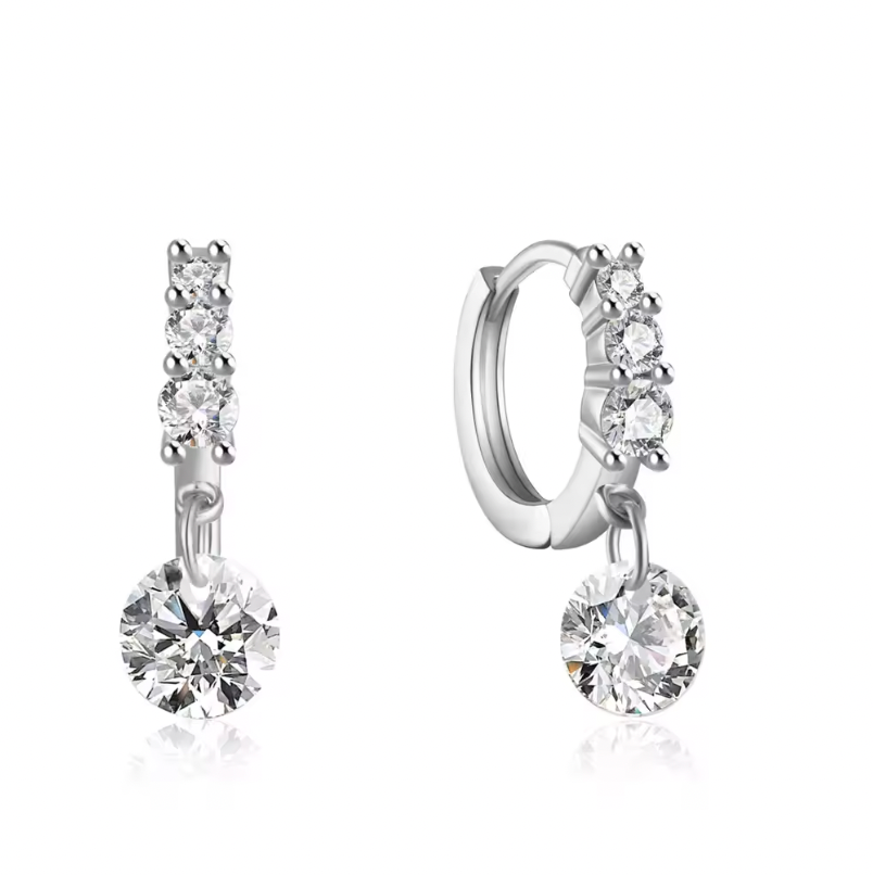 Dangling Crystal Pavé Huggie Hoops