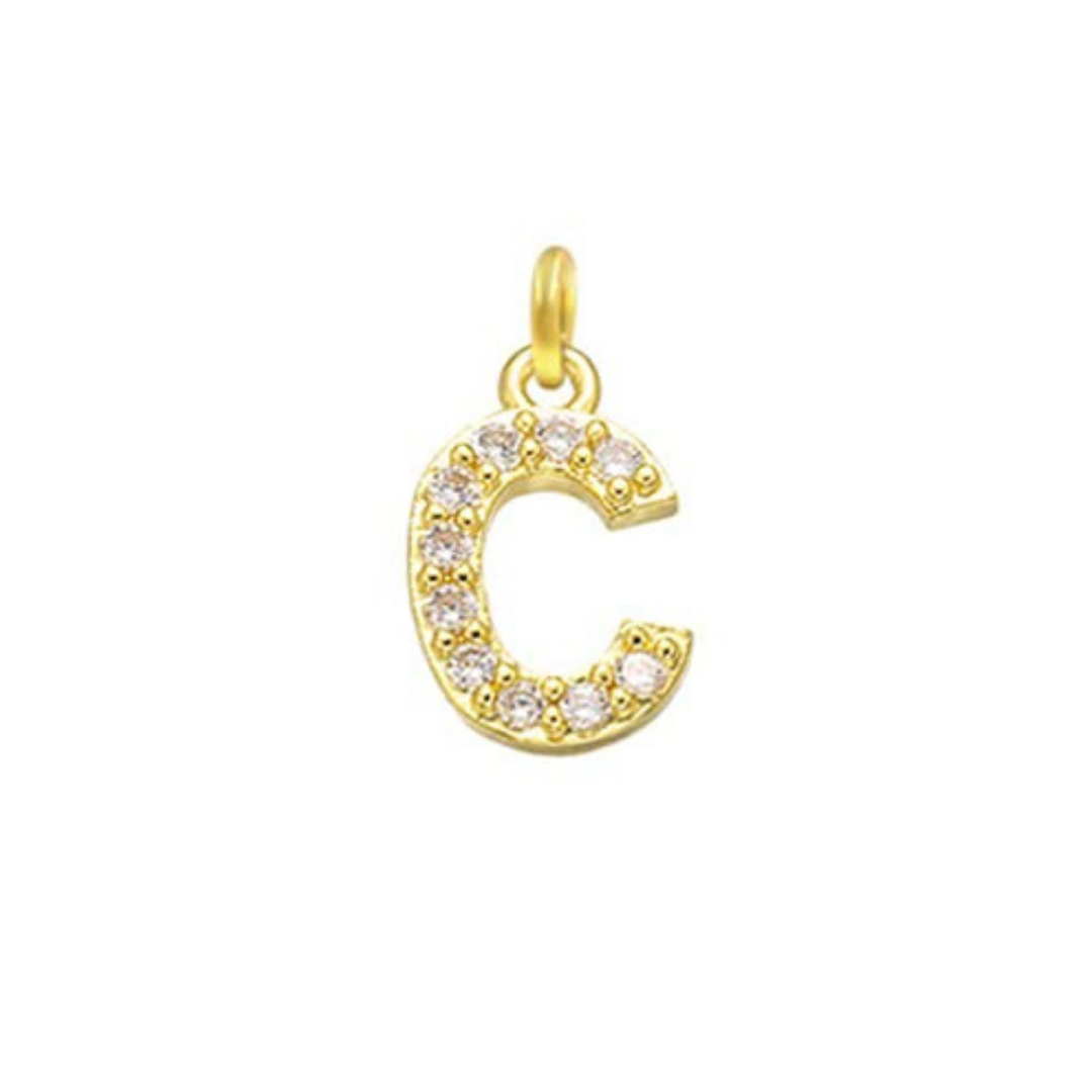 English Pavé Letter Charm