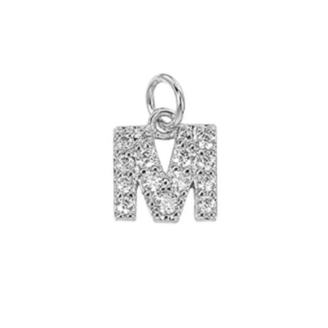 English Pavé Letter Charm