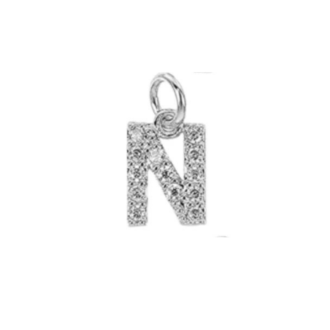 English Pavé Letter Charm