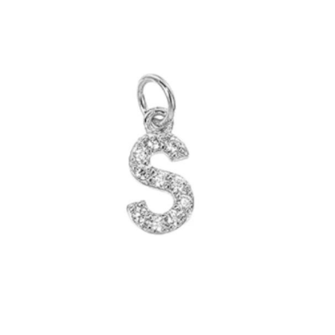 English Pavé Letter Charm
