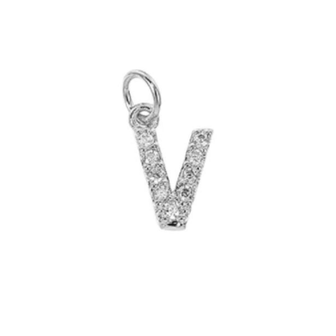 English Pavé Letter Charm