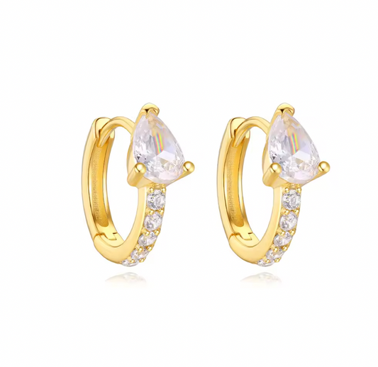 Pavé Crystal Pear Huggie Hoops