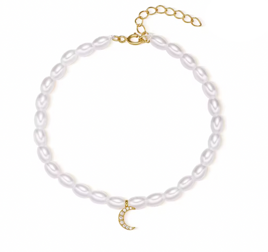 Dangling Moon Multi Pearls Bracelet
