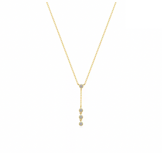 Circle Stone Triple Circles Lariat Necklace