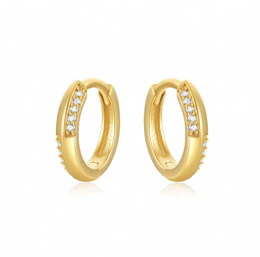 Pavé Bold Squares Huggie Hoops