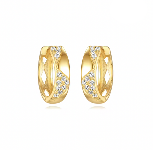 Pavé Bold Wavy Pattern Huggie Hoops