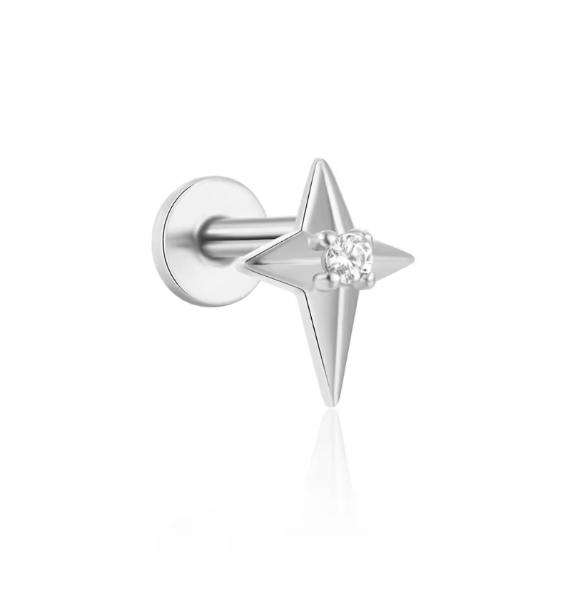 Bold North Star Circle Stud