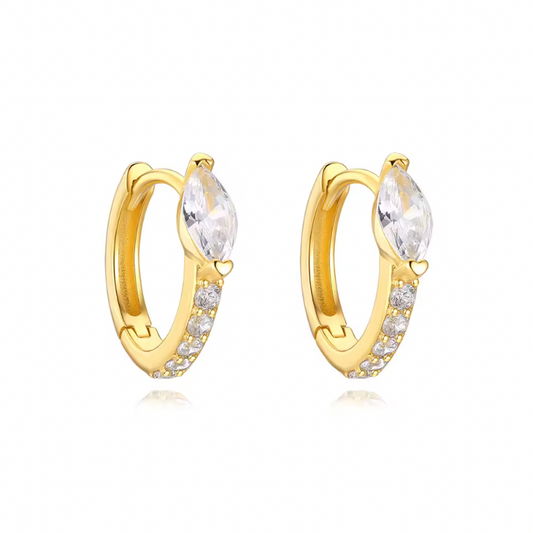 Pavé Crystal Marquise Huggie Hoops