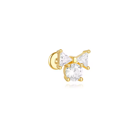 Crystal Bow Circle Stone Stud