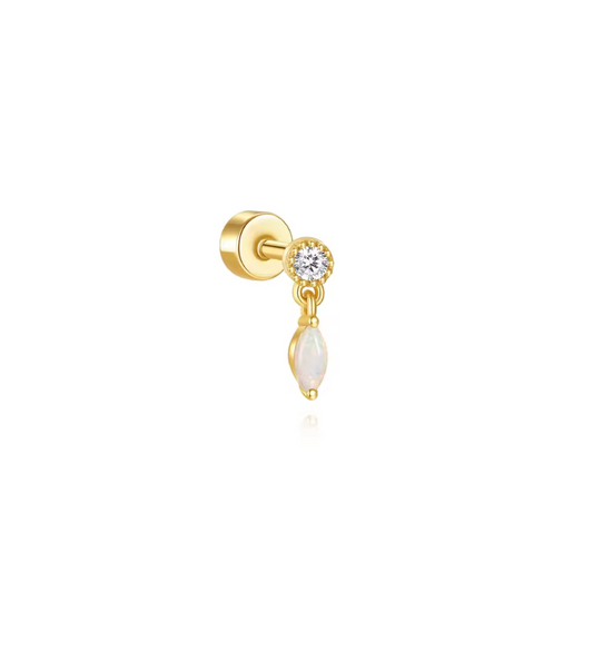 Circle with Dangling Opal Marquise Stud Earring