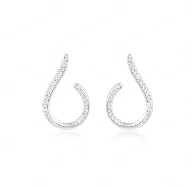 Pavé Curved Silhouette Hoops