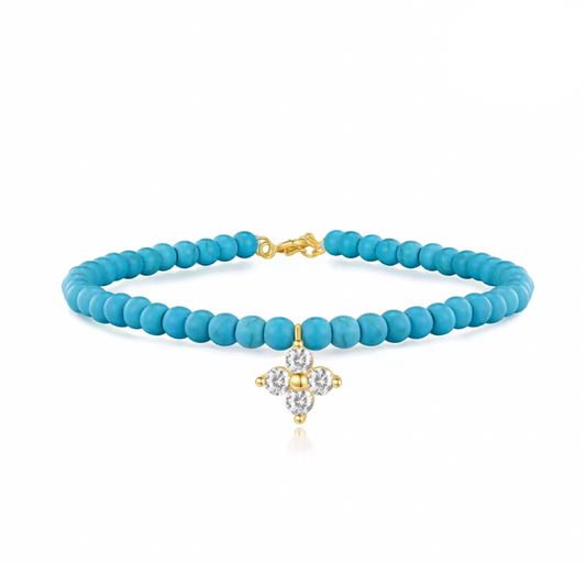 Dangling Four Petals Beaded Bracelet