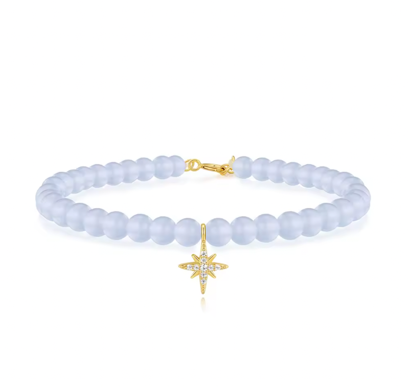 Dangling Pavé North Star Beaded Bracelet