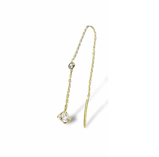 Circle Square Stones Threader Earring