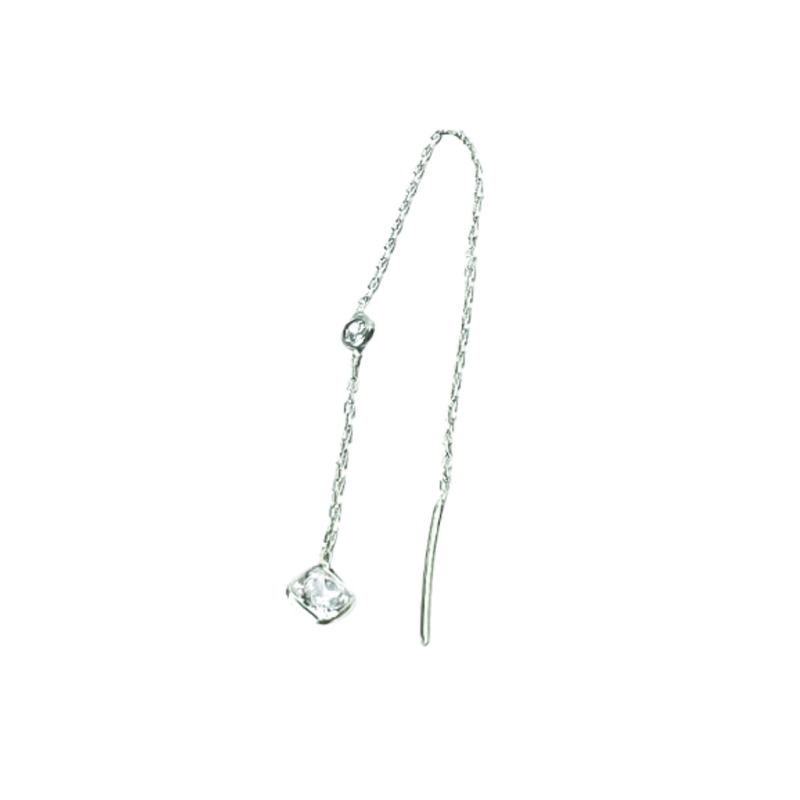 Circle Square Stones Threader Earring