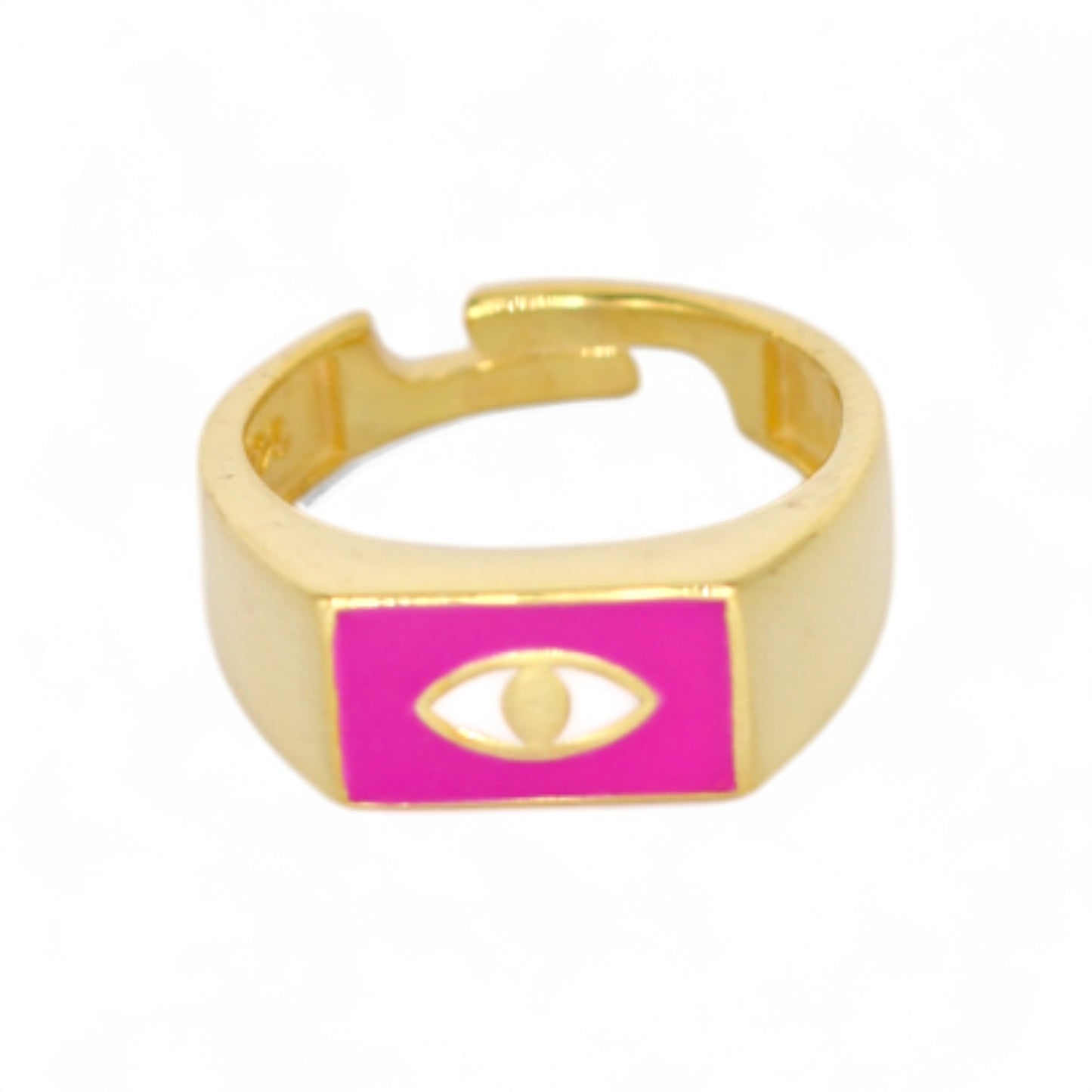 Enamel Eye Rectangle Signet Ring