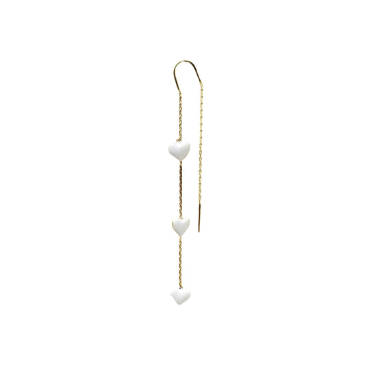 Triple Enamel Hearts Threader Earring