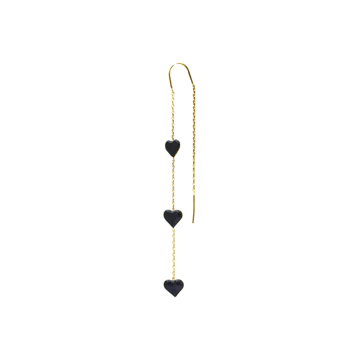 Triple Enamel Hearts Threader Earring