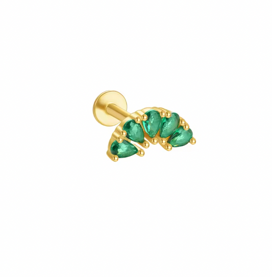 Curved Green Pears Stud Earring