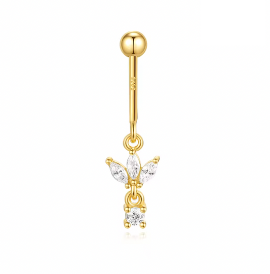 Dangling Lotus Circle Stone Rook Earring