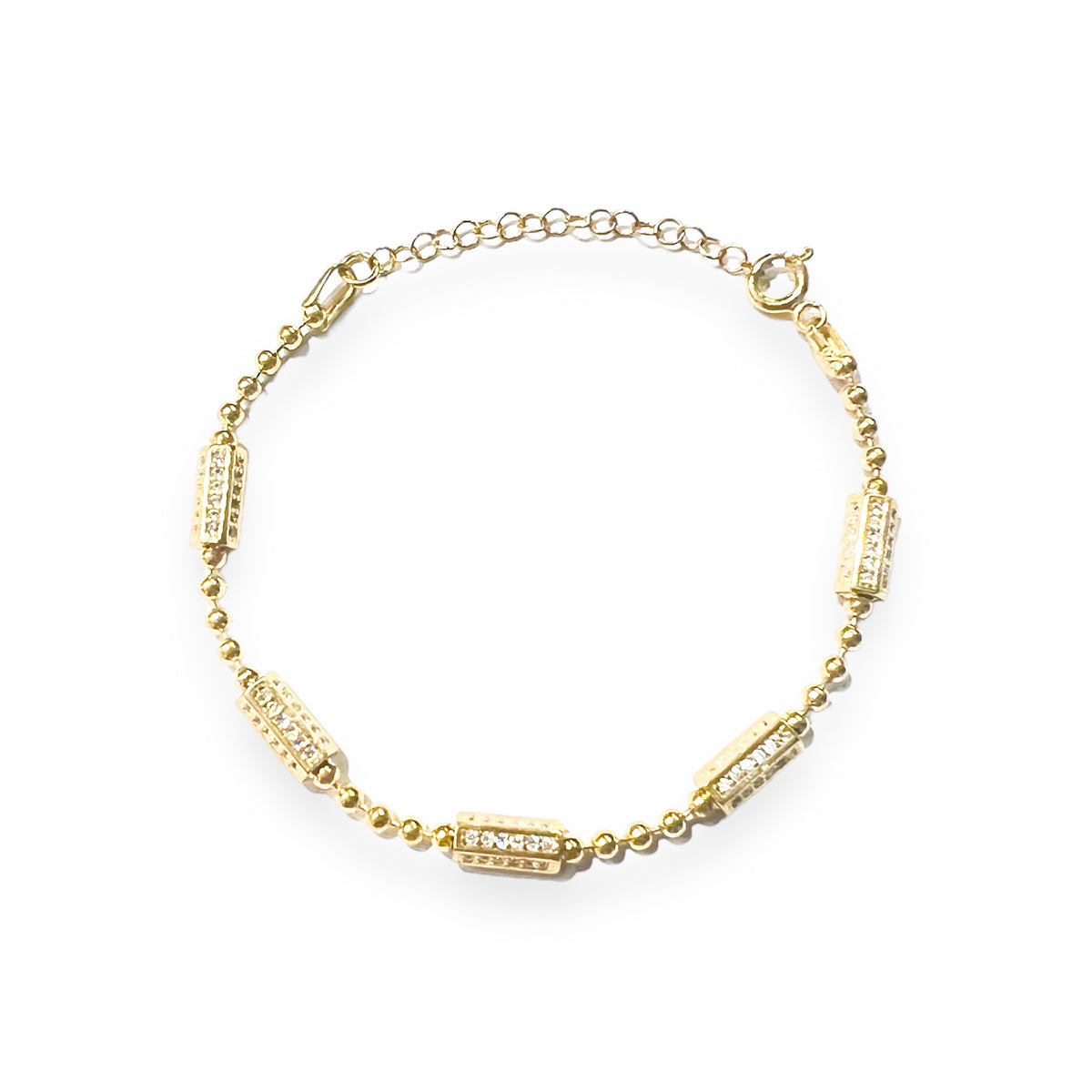 Multi Pavé Hexagon Bars Beaded Bracelet