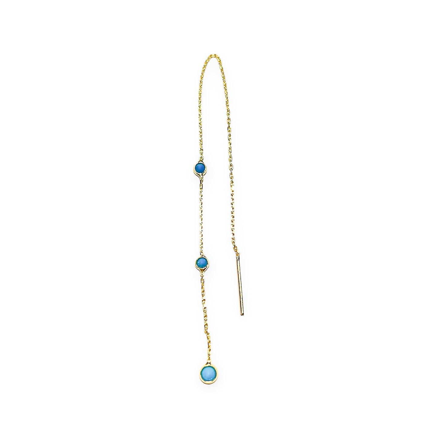 Triple Blue Stones Threader Earring