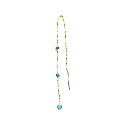 Triple Blue Stones Threader Earring