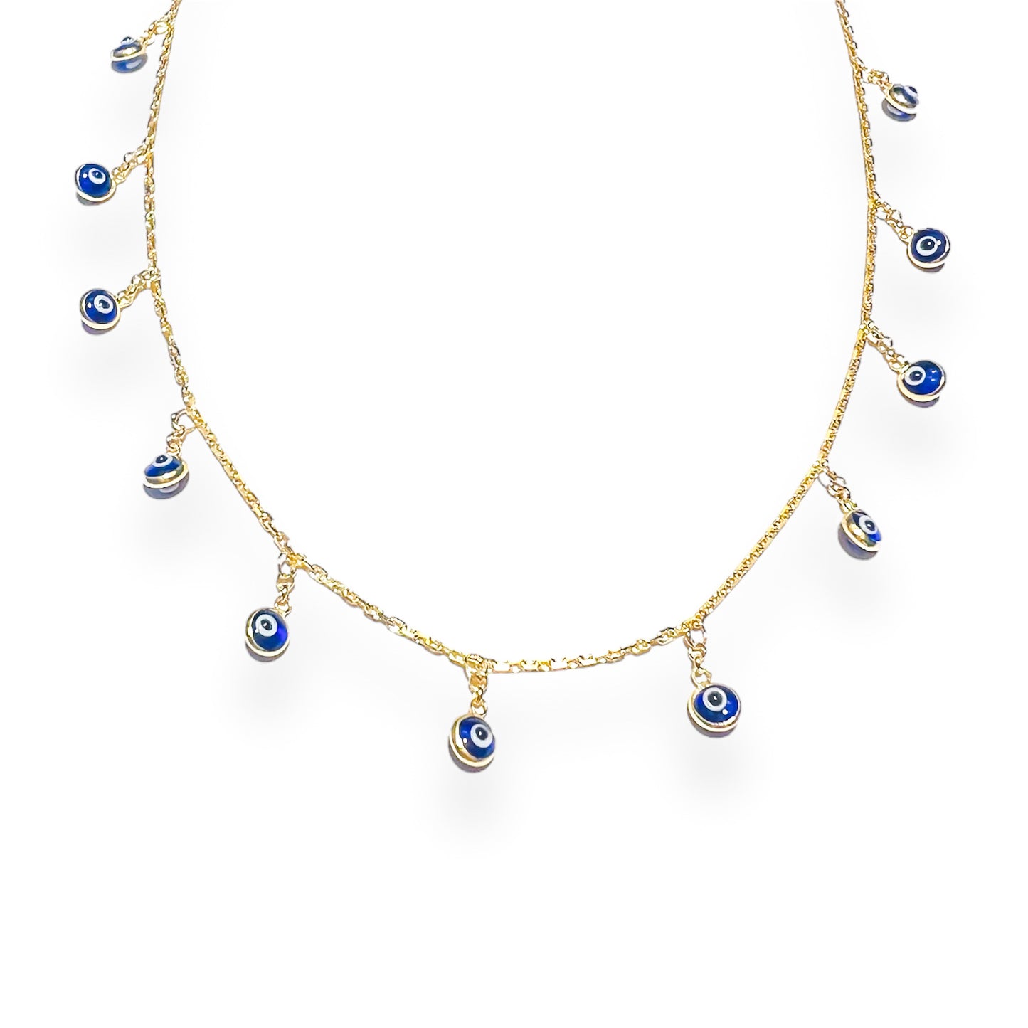 Multi Dangling Evil Eyes Necklace