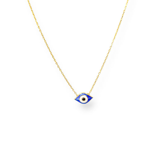 Glittery Royal Blue Enamel Eye Necklace