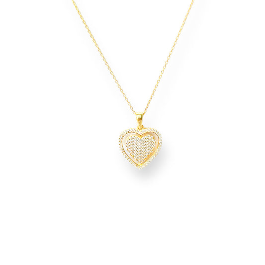 Double Sided Engravable Rotating Pavé Heart Necklace