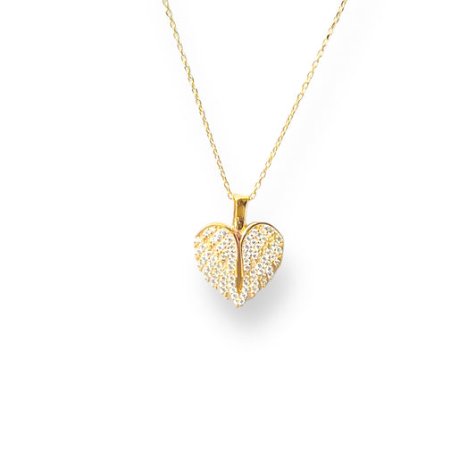 Engravable Pavé Wing Heart Locket Necklace