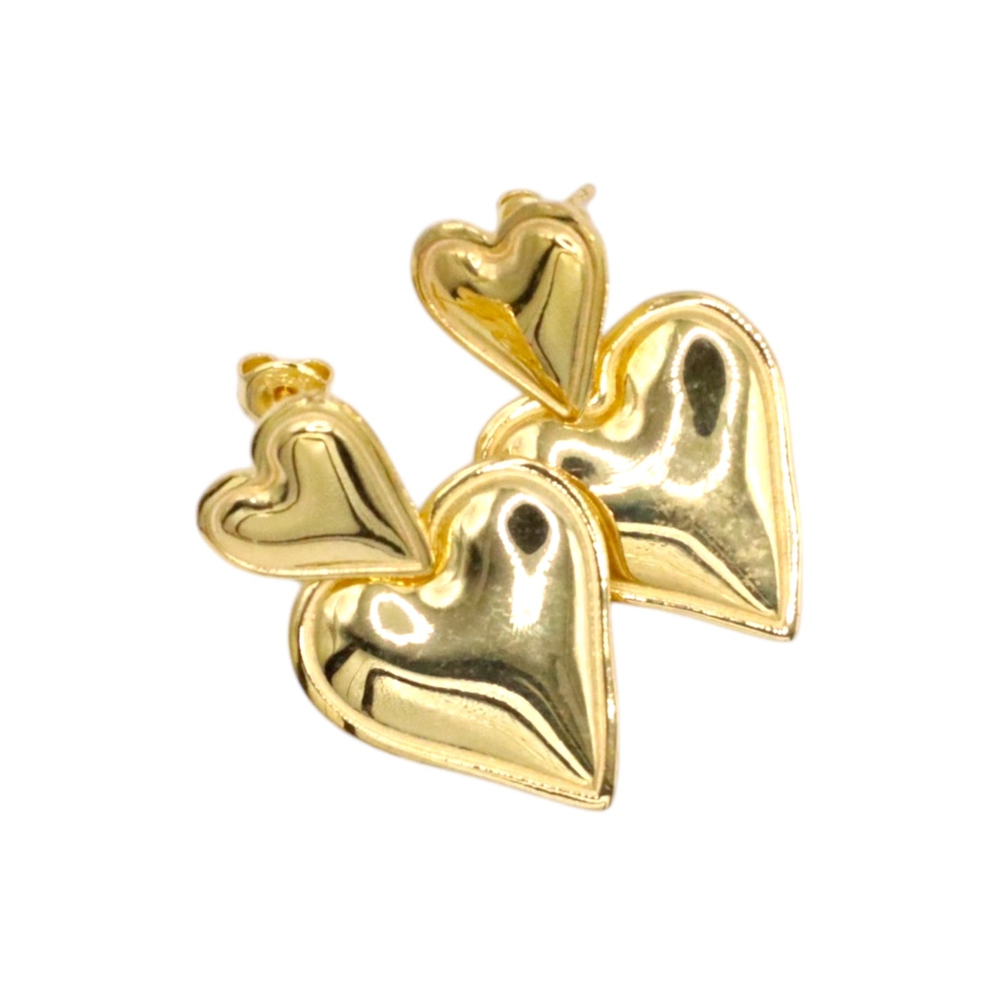 Double Bold Heart Tassel Earrings