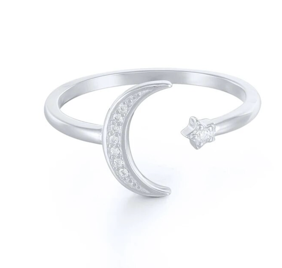 Pavé Moon Star Ring