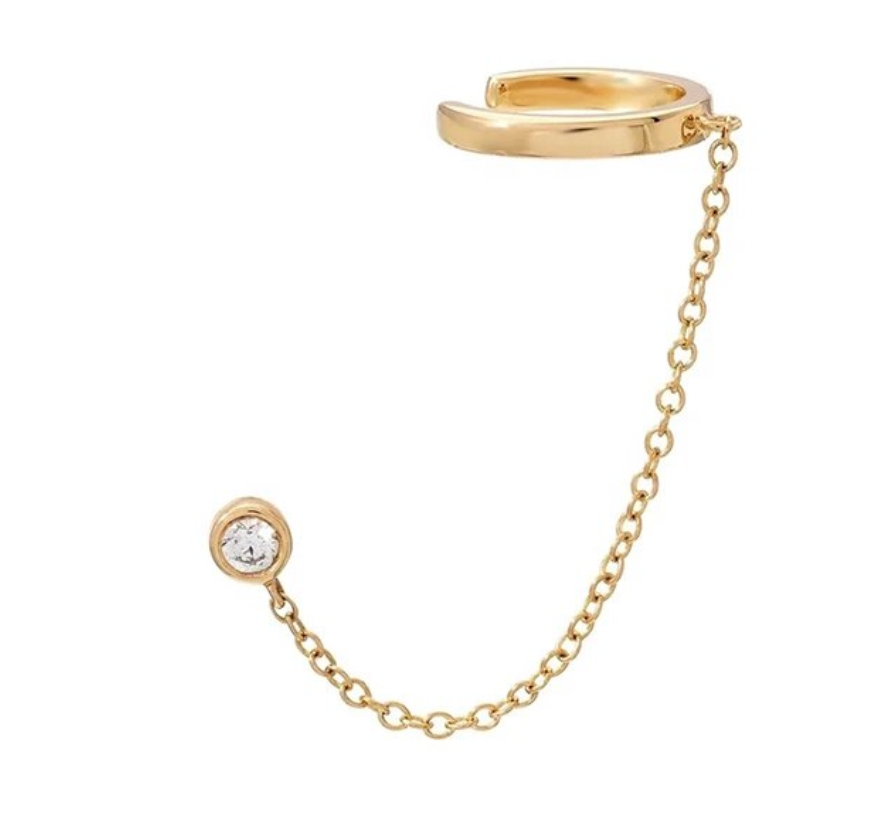 Circle Stud & Earcuff on Chain